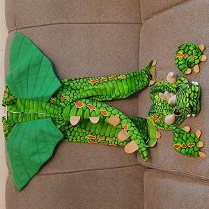 Toddler Green Dragon Costume w/Wings, Mask & Gloves, Sz 18-24 Months